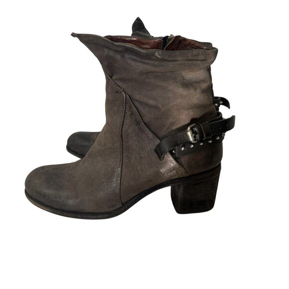 Gray A.S.98 Gray Distressed Heeled Ankle Boots 39 US 8,5 - Picture 2 of 9